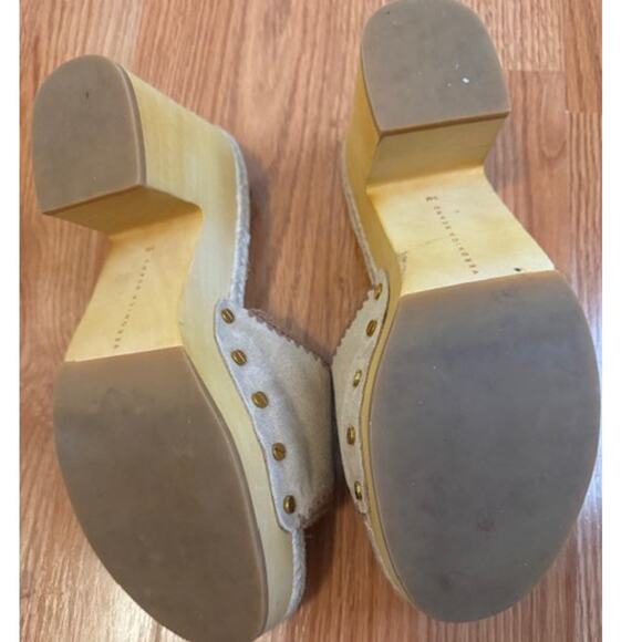 Veronica Beard  Hannalee Suede Wooden Platforms 9 - Picture 10 of 11